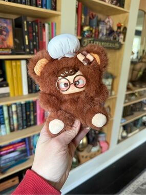 BOGO New 3babies toy Cute Brown Plush Bear Doll with Glasses and chef hat